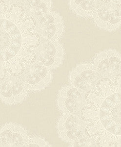 Lace Medallion Pearl and Off-White by Seabrook Wallpaper
