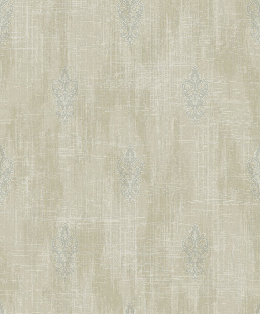 Fleur de Lis Silver and Beige by Seabrook Wallpaper Aura Netherlands 56.05 25.2" 20.5" - Fabric Carolina -