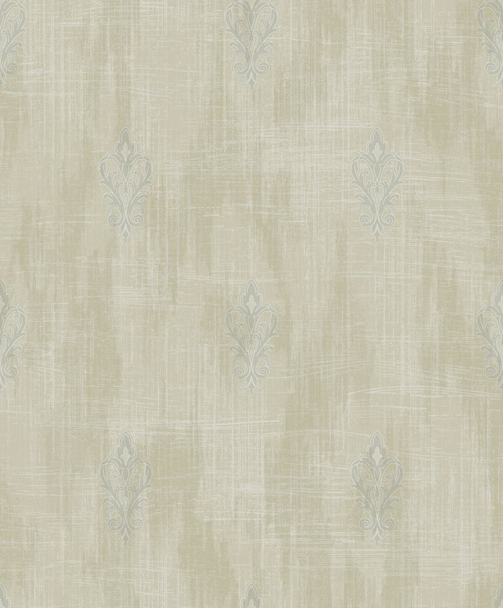 Fleur de Lis Silver and Beige by Seabrook Wallpaper Aura Netherlands 56.05 25.2" 20.5" - Fabric Carolina -