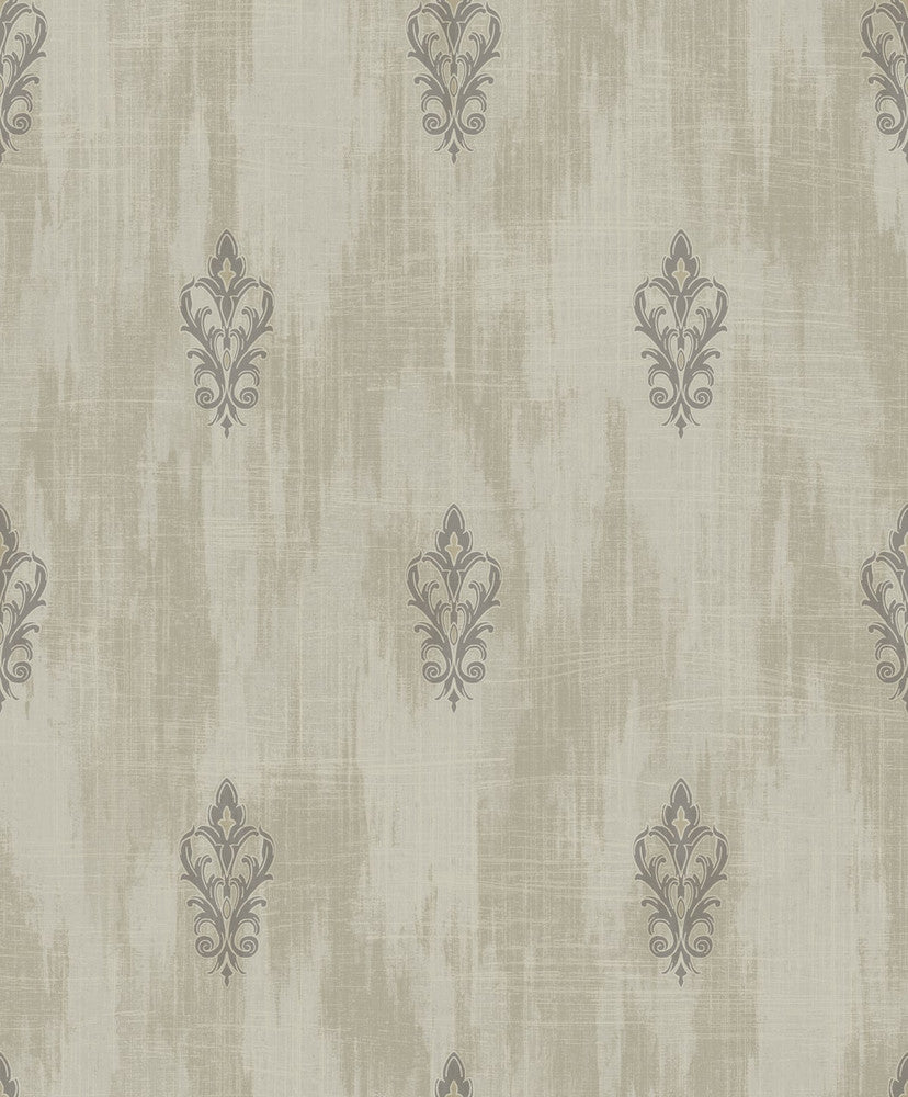 Fleur de Lis Beige and Cream by Seabrook Wallpaper Aura Netherlands 56.05 25.2" 20.5" - Fabric Carolina -