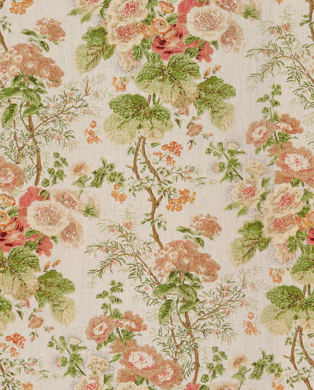 2011118.73 Hollyhock Block Coral/Apple by Lee Jofa Fabric - Linen 100% Thailand - H" 49 inches, V: 40.25 inches 49 inches  - Fabric Carolina -  Lee Jofa