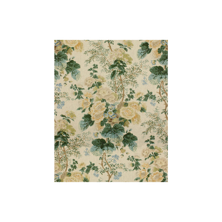 Hollyhock Hdb Lemon/Aqua by Lee Jofa Fabric LINEN - 100% Thailand Horizontal: 49 and Vertical: 40.25 49 - Fabric Carolina -