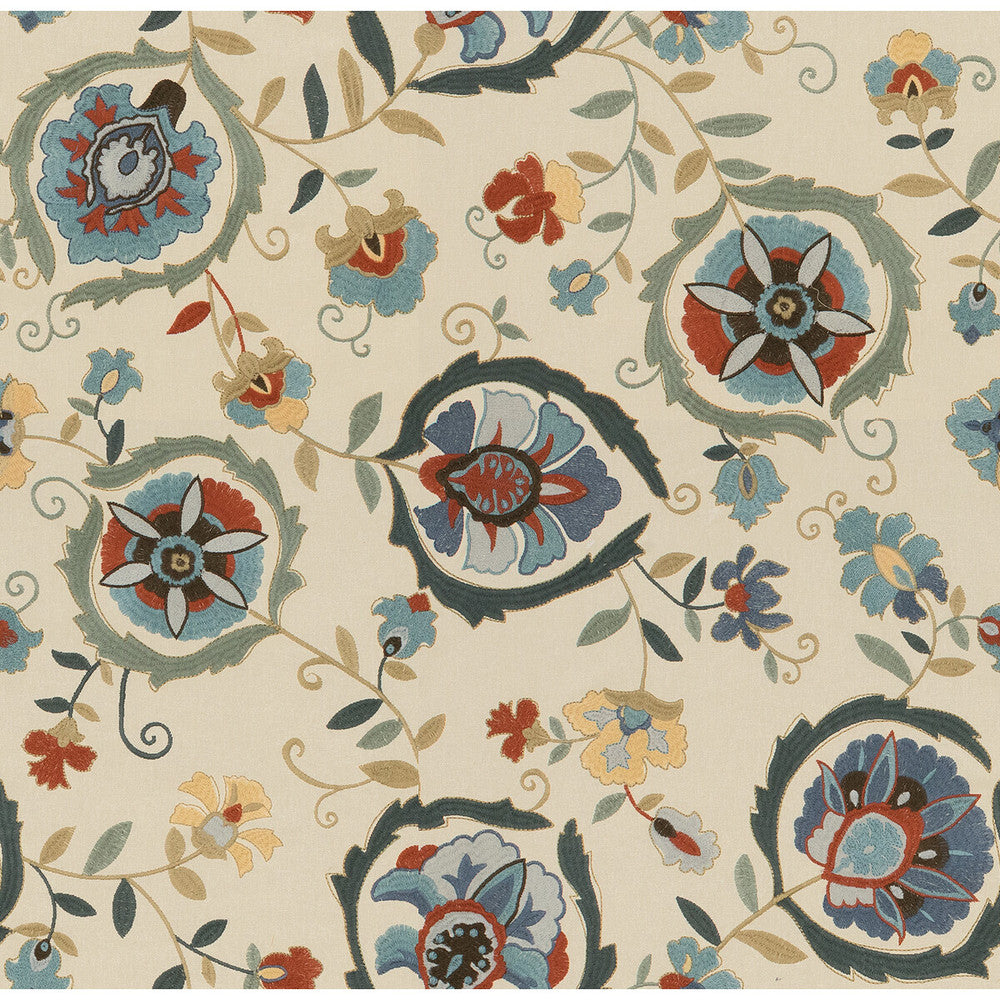 Montmartre Emb Slate/Clay by Lee Jofa Fabric SUZANNE KASLER COTTON - 65%;POLYESTER - 35% India Horizontal: 26.5 and Vertical: 26 53 - Fabric Carolina -