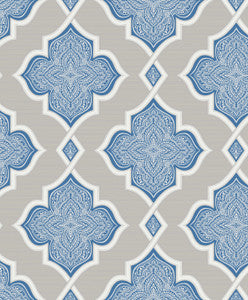 Trellis Silver, Blue, and Glitter by Seabrook Wallpaper