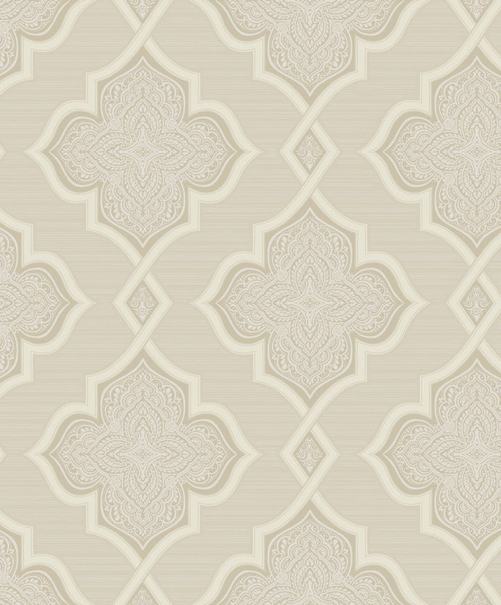 Trellis Beige, Ivory, and Glitter by Seabrook Wallpaper Aura Netherlands 56.05 6.3" 20.5" - Fabric Carolina -
