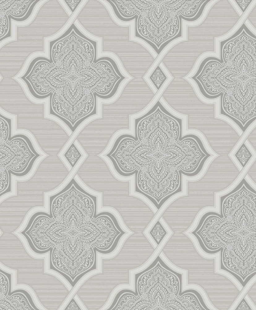 Trellis Silver, Gray, and Glitter by Seabrook Wallpaper Aura Netherlands 56.05 6.3" 20.5" - Fabric Carolina -