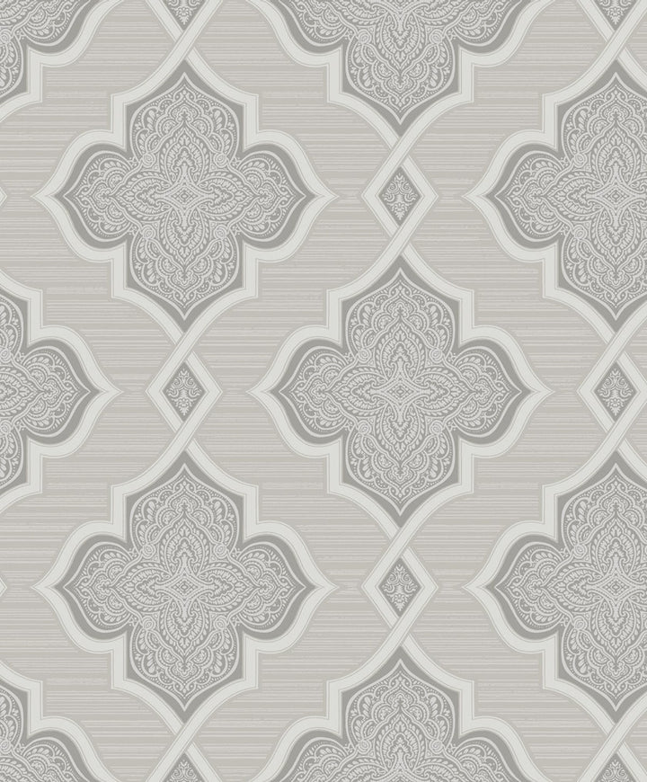 Trellis Silver, Gray, and Glitter by Seabrook Wallpaper Aura Netherlands 56.05 6.3" 20.5" - Fabric Carolina -
