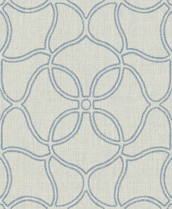 Geo Lattice Ocean Blue and Tan by Seabrook Wallpaper