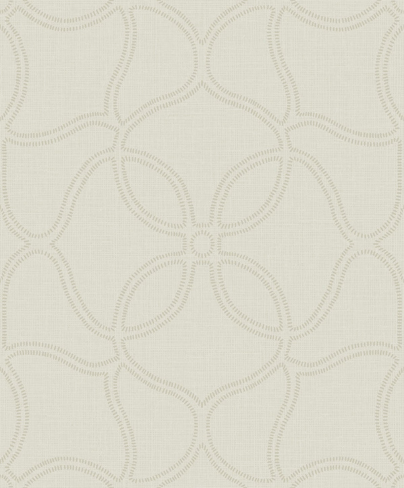 Geo Lattice Alabaster and Tan by Seabrook Wallpaper Aura Netherlands 56.05 25.2" 20.5" - Fabric Carolina -