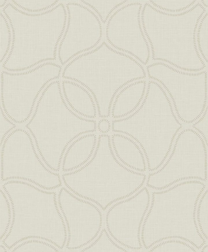 Geo Lattice Alabaster and Tan by Seabrook Wallpaper Aura Netherlands 56.05 25.2" 20.5" - Fabric Carolina -