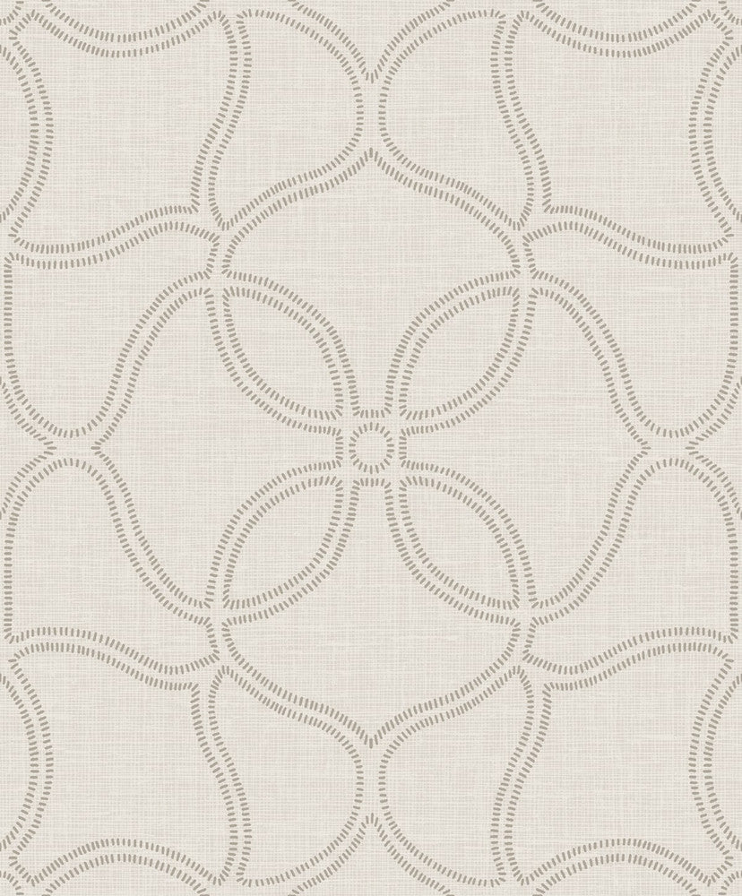 Geo Lattice Taupe and Cream by Seabrook Wallpaper Aura Netherlands 56.05 25.2" 20.5" - Fabric Carolina -