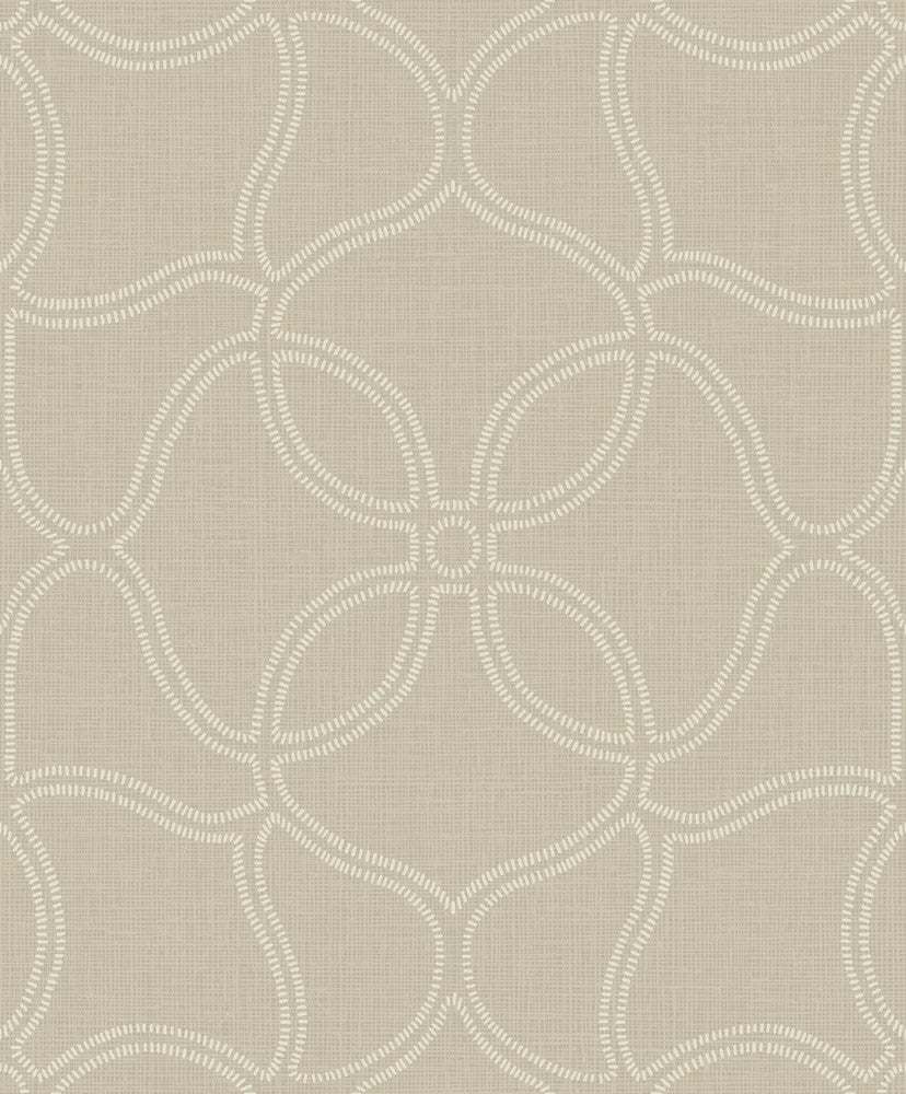 Geo Lattice Beige and Ivory by Seabrook Wallpaper Aura Netherlands 56.05 25.2" 20.5" - Fabric Carolina -
