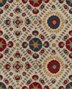 Ayla Trellis Indigo/Red by Lee Jofa Fabric