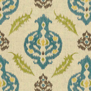 Kailar Linen Peacock/Lime by Lee Jofa Fabric