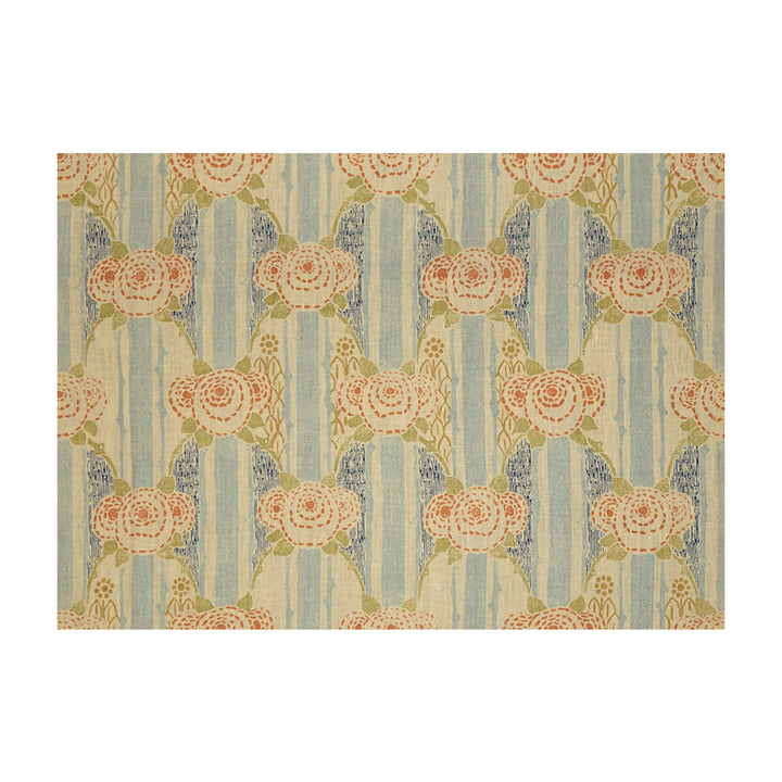 Eloise Blue/Orange by Lee Jofa Fabric BUNNY WILLIAMS LINEN - 100% United Kingdom MEDIUM Horizontal: 27 and Vertical: 20 54 - Fabric Carolina -