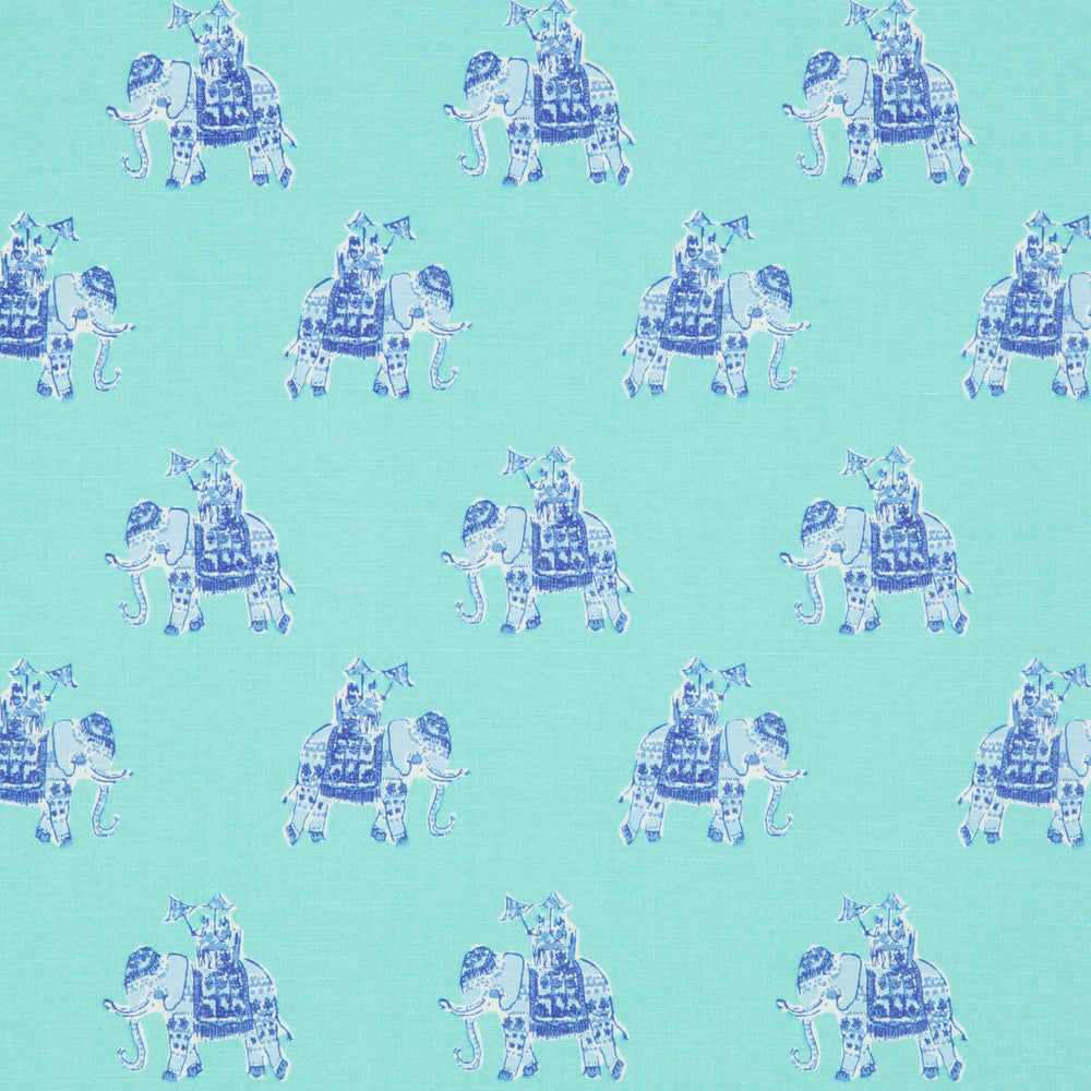 Bazaar Shorely Blue by Lee Jofa Designer Fabric LILLY PULITZER II COTTON - 89%;FLAX - 11% United States - Horizontal: 6.75 and Vertical: 9 54 - Swanky Fabrics -