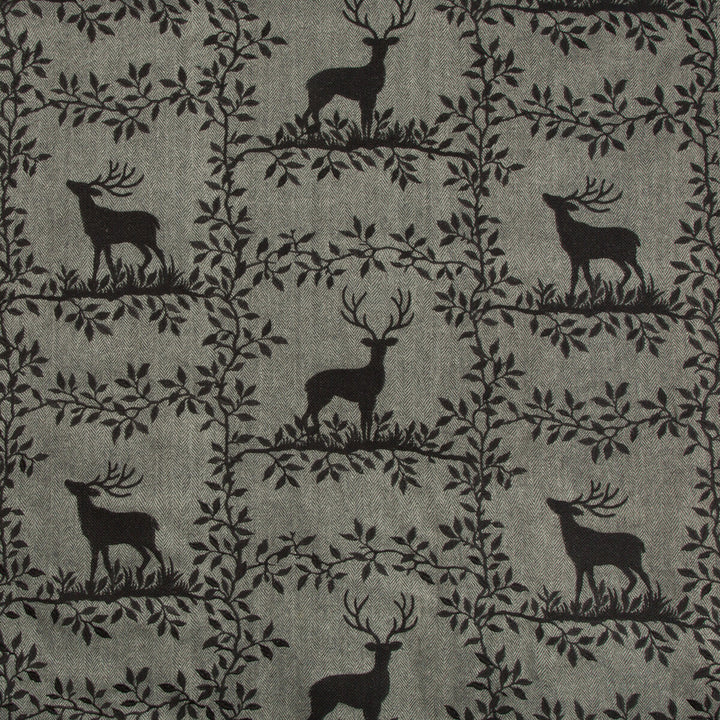 Caribou Emb Black by Lee Jofa Fabric LODGE II WEAVES AND EMBROIDERIES WOOL - 54%;VISCOSE - 36%;SPUN POLYESTER - 10% India LIGHT Horizontal: 25.59 and Vertical: 15.74 51.18 - Fabric Carolina -