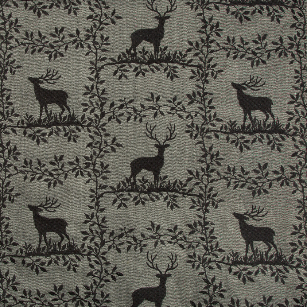 Caribou Emb Black by Lee Jofa Fabric LODGE II WEAVES AND EMBROIDERIES WOOL - 54%;VISCOSE - 36%;SPUN POLYESTER - 10% India LIGHT Horizontal: 25.59 and Vertical: 15.74 51.18 - Fabric Carolina -