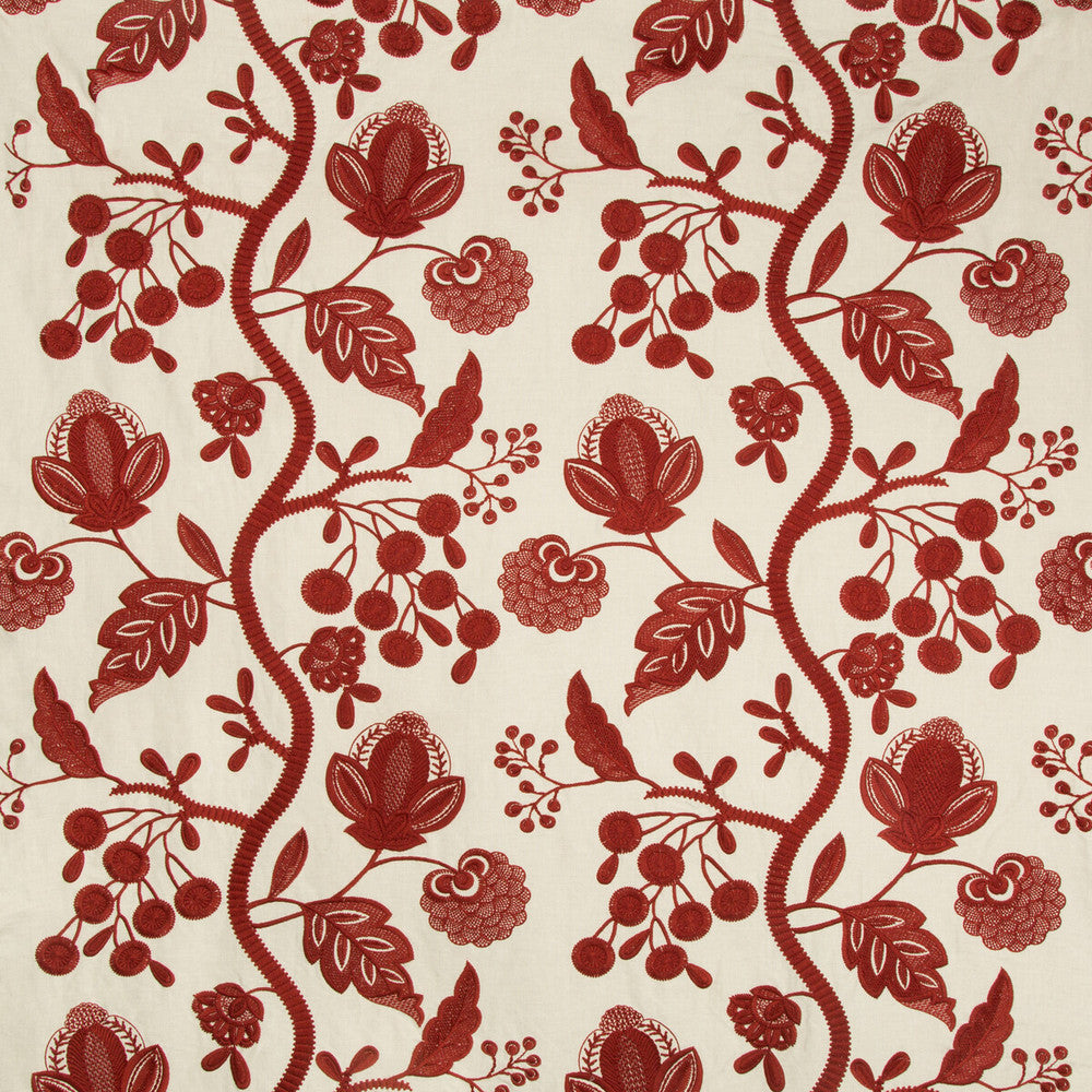 Alladale Emb Red by Lee Jofa Fabric LODGE II WEAVES AND EMBROIDERIES POLYESTER - 100% India LIGHT Horizontal: 25.5 and Vertical: 14.6 51 - Fabric Carolina -