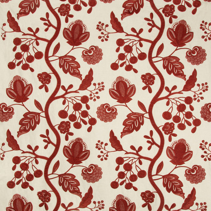 Alladale Emb Red by Lee Jofa Fabric LODGE II WEAVES AND EMBROIDERIES POLYESTER - 100% India LIGHT Horizontal: 25.5 and Vertical: 14.6 51 - Fabric Carolina -