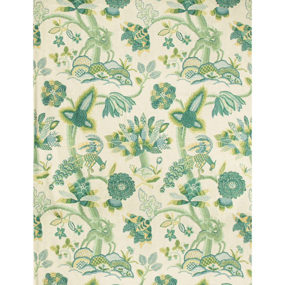 Leyland Print Emerald/Teal by Lee Jofa Fabric LODGE II PRINTS LINEN - 51%;VISCOSE - 49% Thailand MEDIUM Horizontal: 26.25 and Vertical: 45.99 52.5 - Fabric Carolina -