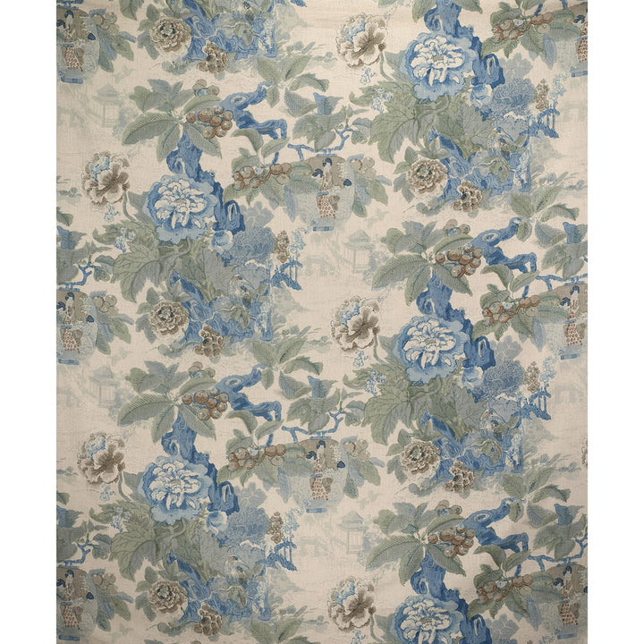Chinese Lantern Ii Sky/Jade by Lee Jofa Fabric LINEN - 51%;VISCOSE - 49% Thailand MEDIUM Horizontal: 50 and Vertical: 28 50 - Fabric Carolina -