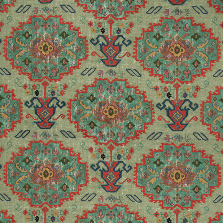 Turkana Sage/Jewel by Lee Jofa Fabric MERKATO LINEN - 75%;POLYESTER - 25% India Horizontal: 26.5 and Vertical: 25.6 53 - Fabric Carolina -
