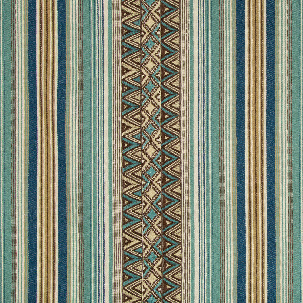 Dallol Stripe Teal/Brown by Lee Jofa Fabric MERKATO COTTON - 82%;POLYESTER - 18% India Horizontal: 17.6 and Vertical: 4.3 53 - Fabric Carolina -