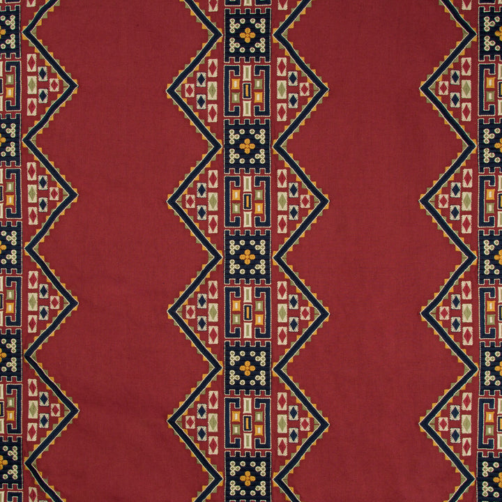 Ketema Emb Red/Multi by Lee Jofa Fabric MERKATO LINEN - 40%;COTTON - 32%;POLYESTER - 28% India - Horizontal: 17.6 and Vertical: 7.9 53 - Fabric Carolina -