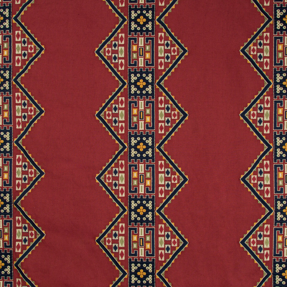 Ketema Emb Red/Multi by Lee Jofa Fabric MERKATO LINEN - 40%;COTTON - 32%;POLYESTER - 28% India Horizontal: 17.6 and Vertical: 7.9 53 - Fabric Carolina -