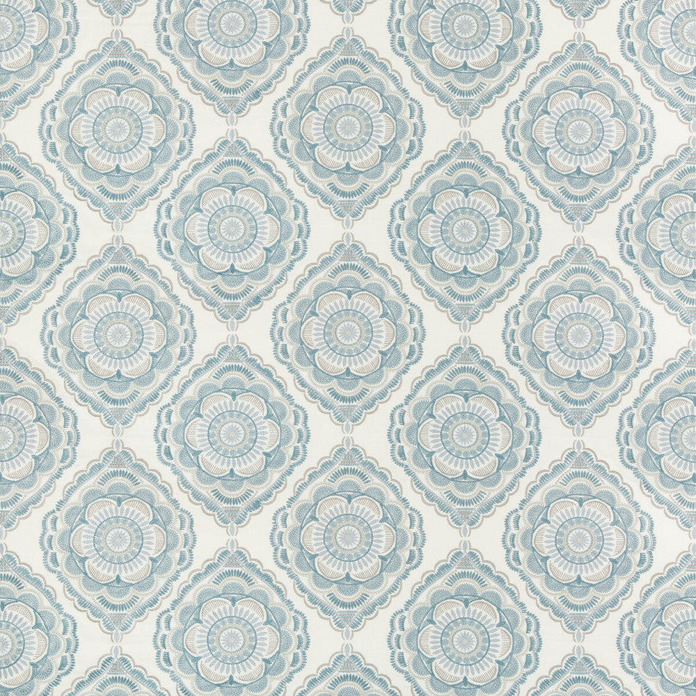 Monterey Emb Sky by Lee Jofa Fabric WESTPORT POLYESTER - 48%;VISCOSE - 42%;LINEN - 10% India Horizontal: 16 and Vertical: 15 48 - Fabric Carolina -