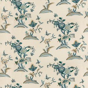 Cambria Crewel Slate/Teal by Lee Jofa Fabric