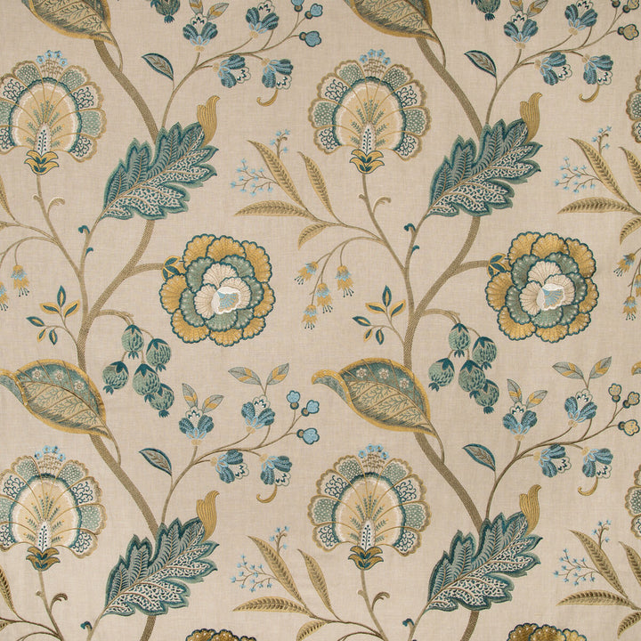 Aston Embroidery Teal by Lee Jofa Fabric MANOR HOUSE VISCOSE - 100% India LIGHT Horizontal: 25.59 and Vertical: 31.1 51.57 - Fabric Carolina -