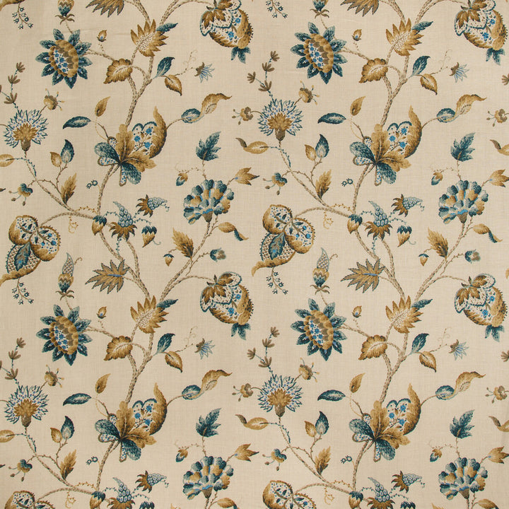 Hollin Print Peacock by Lee Jofa Fabric MANOR HOUSE COTTON - 100% Thailand MEDIUM Horizontal: 26.25 and Vertical: 28.82 52.5 - Fabric Carolina -