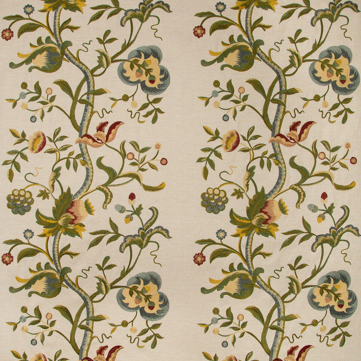 Dorton Embroidery Multi by Lee Jofa Designer Fabric MANOR HOUSE POLYESTER - 100% India Horizontal: 26 and Vertical: 31 52 - Swanky Fabrics -
