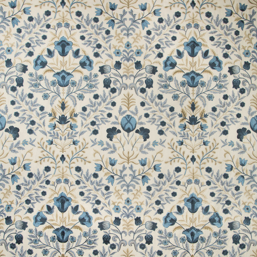 Luxford Embroidery Indigo by Lee Jofa Fabric MANOR HOUSE VISCOSE - 70%;SPUN POLYESTER - 30% India LIGHT Horizontal: 25.5 and Vertical: 31.5 51 - Fabric Carolina -