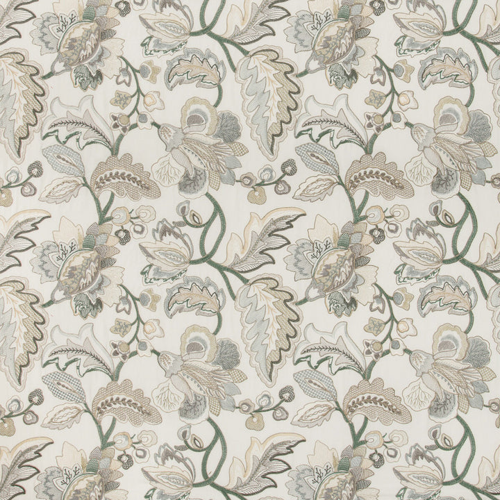 Orford Embroidery Leaf/Mist by Lee Jofa Fabric MANOR HOUSE VISCOSE - 55%;SPUN POLYESTER - 45% India Horizontal: 25.19 and Vertical: 22.63 52 - Fabric Carolina -