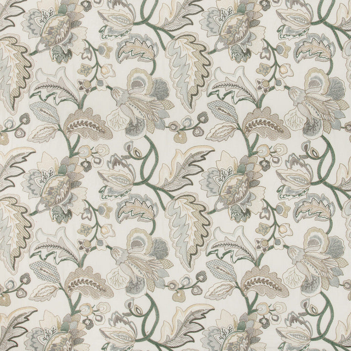 Orford Embroidery Leaf/Mist by Lee Jofa Designer Fabric MANOR HOUSE VISCOSE - 55%;SPUN POLYESTER - 45% India Horizontal: 25.19 and Vertical: 22.63 52 - Swanky Fabrics -