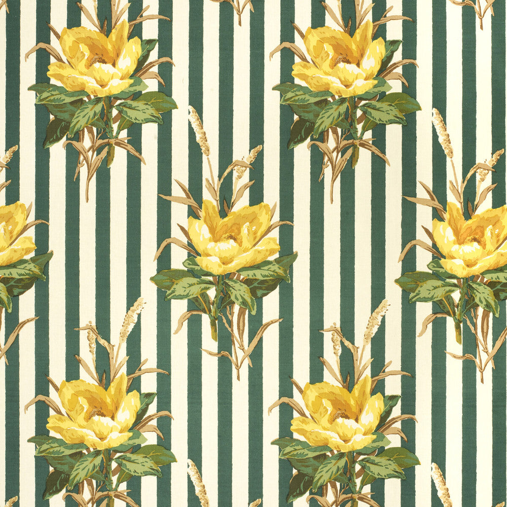 Melba Flower Stripe Yello by Lee Jofa Fabric PAOLO MOSCHINO FABRICS COTTON - 100% United Kingdom MEDIUM Horizontal: 16.14 and Vertical: 25.59 50 - Fabric Carolina -