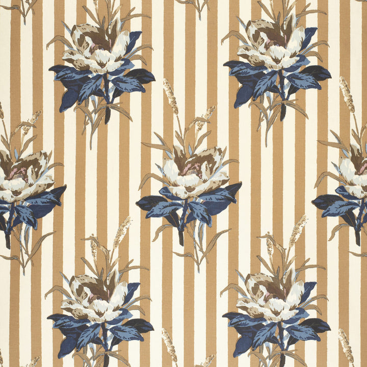 Melba Flower Stripe Blue by Lee Jofa Fabric PAOLO MOSCHINO FABRICS COTTON - 100% United Kingdom MEDIUM Horizontal: 16.14 and Vertical: 25.59 50 - Fabric Carolina -