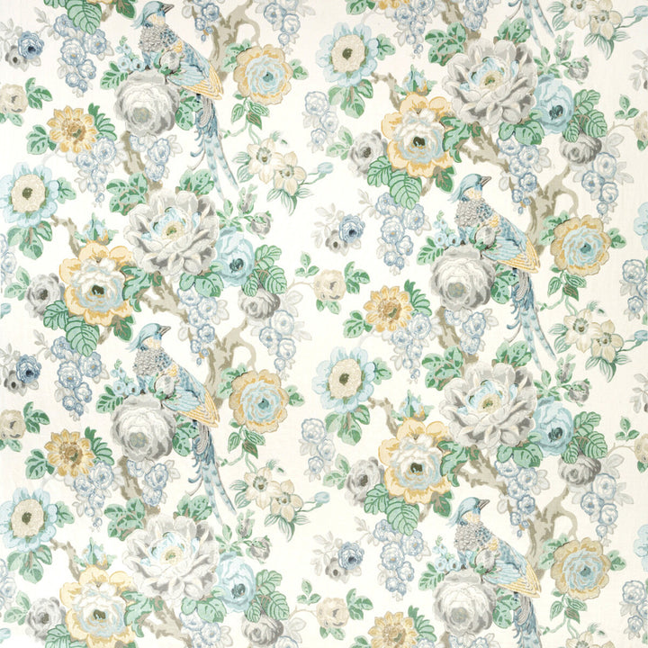 Avondale Print Slate/Aqua by Lee Jofa Fabric AVONDALE COTTON - 49%;VISCOSE - 46%;POLYESTER - 5% Italy HEAVY Horizontal: 26.2 and Vertical: 26.4 52 - Fabric Carolina -