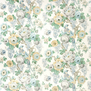 Avondale Print Slate/Aqua by Lee Jofa Fabric
