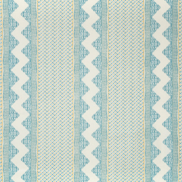 Whitaker Print Ocean/Gold by Lee Jofa Fabric AVONDALE LINEN - 100% India Horizontal: 26.5 and Vertical: 3.35 53 - Fabric Carolina -