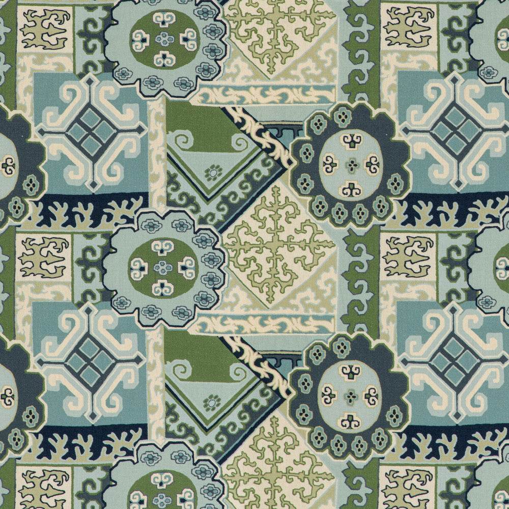 Batangas Print Aqua/Leaf by Lee Jofa Fabric MINDORO LINEN - 100% Italy HEAVY Horizontal: 27 and Vertical: 17.32 54 - Fabric Carolina -