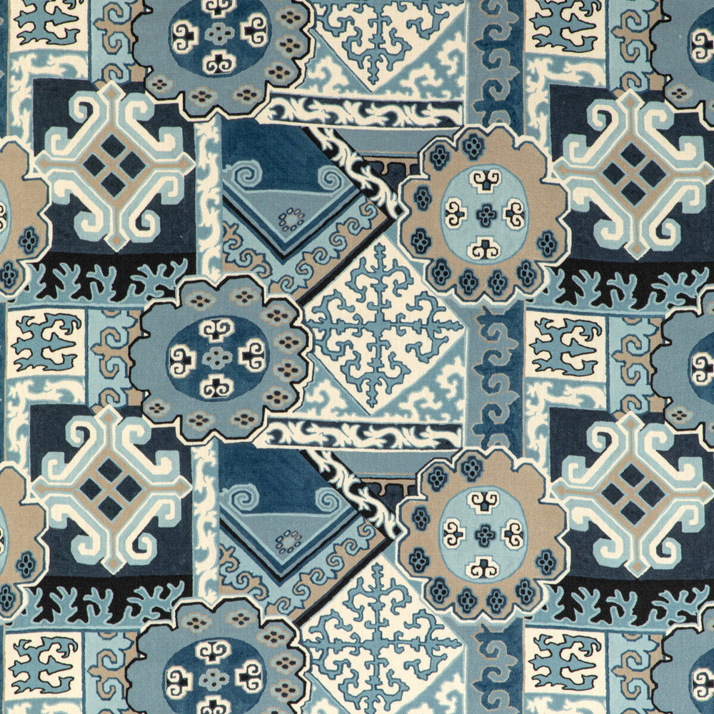 Batangas Print Blue/Slate by Lee Jofa Fabric MINDORO LINEN - 100% Italy HEAVY Horizontal: 27 and Vertical: 17.32 54 - Fabric Carolina -