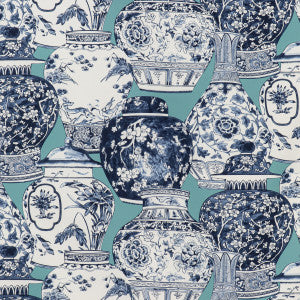 Pandan Print Aqua/Blue by Lee Jofa Fabric