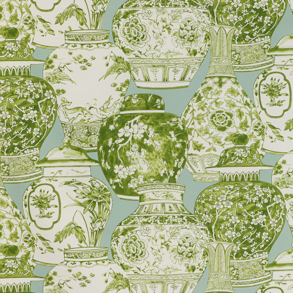 Pandan Print Mist/Jade by Lee Jofa Fabric MINDORO COTTON - 100% Italy MEDIUM Horizontal: 53.54 and Vertical: 25.2 53.94 - Fabric Carolina -