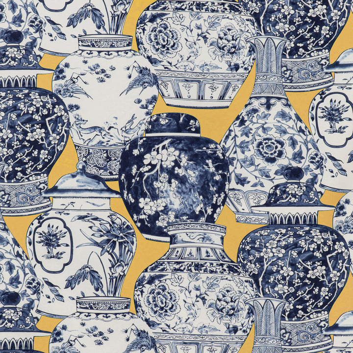Pandan Print Maize/Blue by Lee Jofa Fabric MINDORO COTTON - 100% Italy MEDIUM Horizontal: 53.54 and Vertical: 25.2 53.94 - Fabric Carolina -