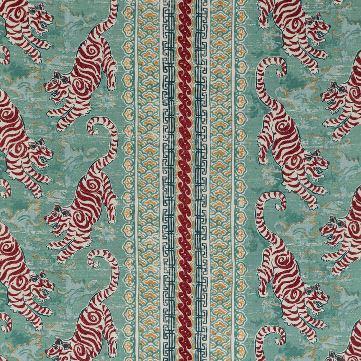 Bongol Print Aqua by Lee Jofa Fabric MINDORO LINEN - 44%;COTTON - 35%;RAYON - 21% India Horizontal: 26.5 and Vertical: 27.56 52.95 - Fabric Carolina -