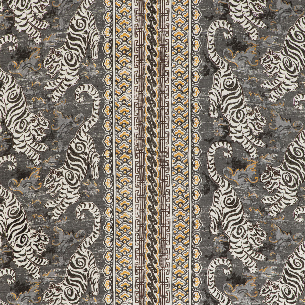 Bongol Print Charcoal by Lee Jofa Fabric MINDORO LINEN - 44%;COTTON - 35%;RAYON - 21% India Horizontal: 26.5 and Vertical: 27.56 52.95 - Fabric Carolina -